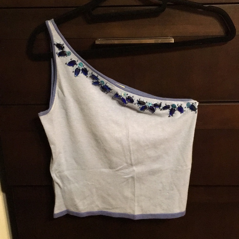 Half shoulder studded  top